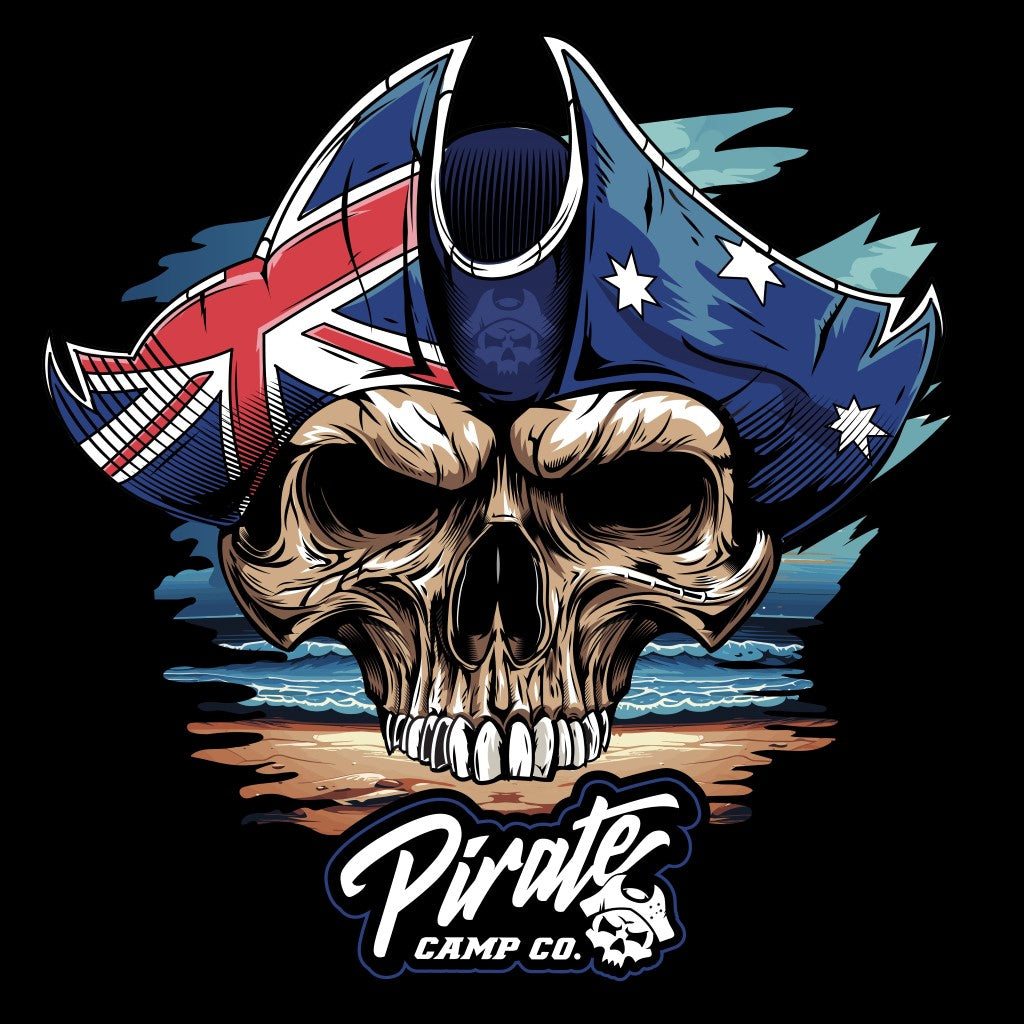 Supply Hoodie - Aussie Pirate Skull - Black