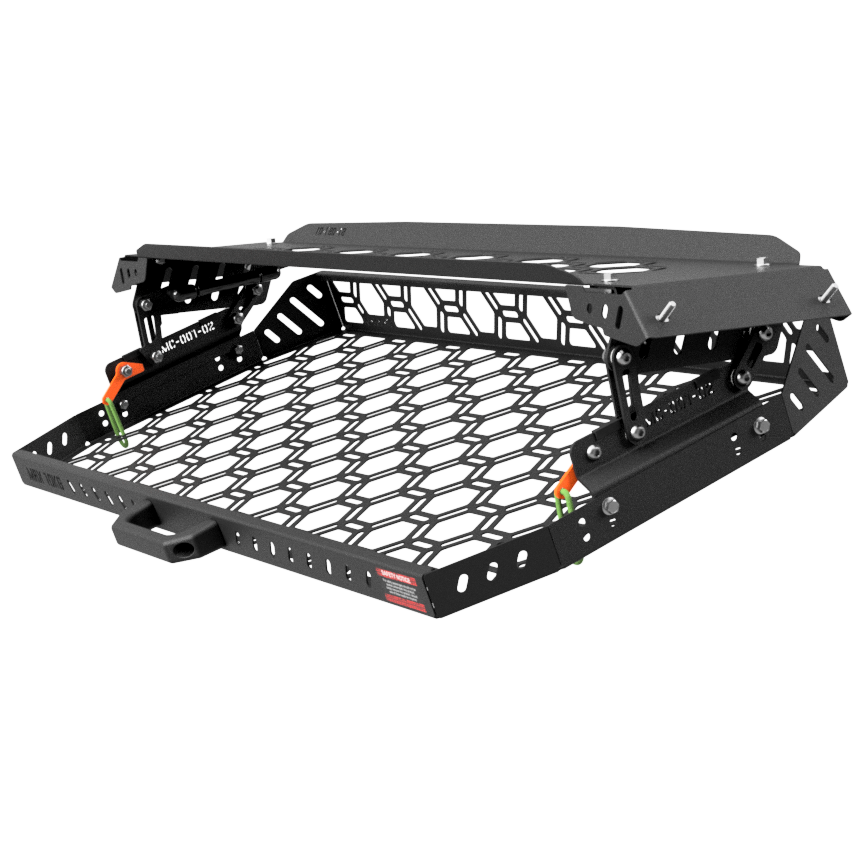 Drop-down rear roof parcel shelf